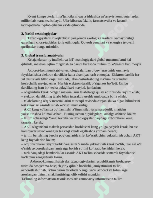 Zamonaviy axborot kommunikatsiya texnologiyalarining rivojlanish  tendensiyalari va asosiy yo‘nalishlari 6