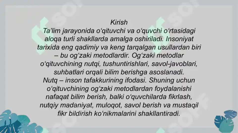 Oʻrgatishning ogʻzaki metod va usullari 3
