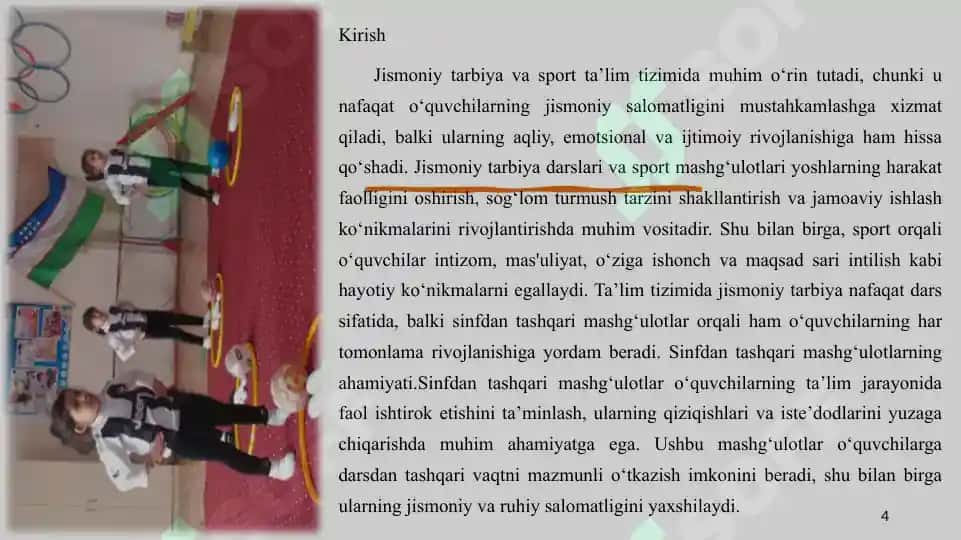 OʻQUV ISHLARI SHAKLI SINIFDAN TASHQARI MASHGʻULOT 4