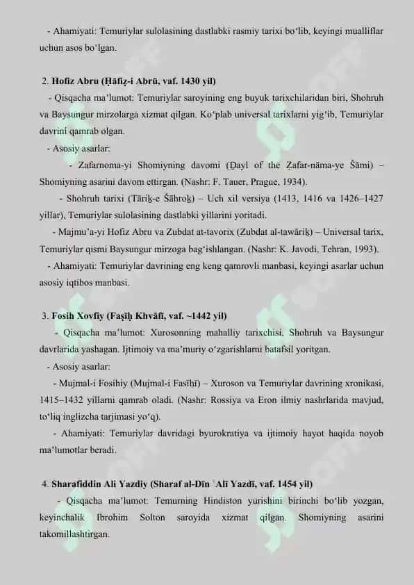 Temur va temuriylar davrida yashagan tarixchi olimlar ilmiy merosining bibliografiyasini tu 3