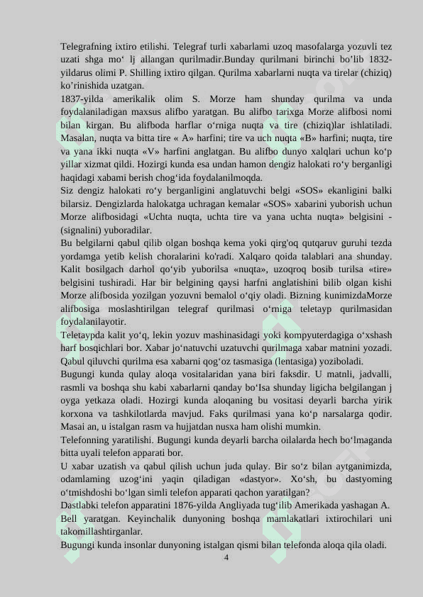 5-sinf tarix Aloqa vositalarining ixtiro qilinishi dars ishlanma 4