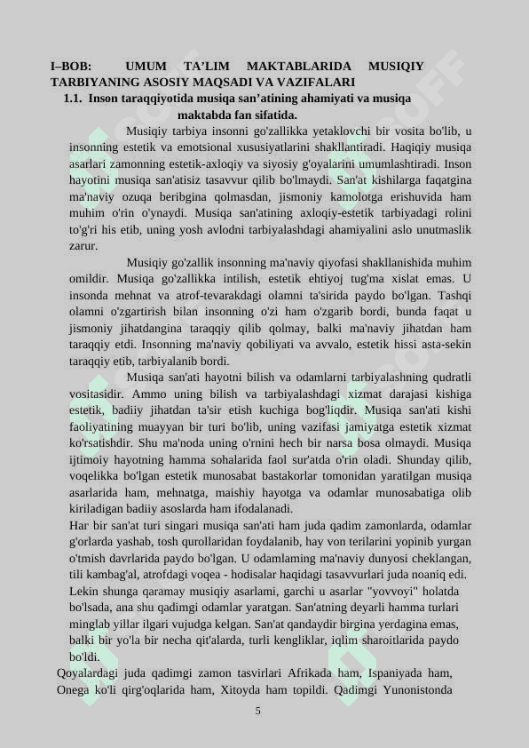 Boshlang’ich sinf musiqa darslarida o’zbek xalq cholg’u asboblariga jo’r bo’lish va ritmik harakatlar faoliyatidan foydalanish uslublari 5