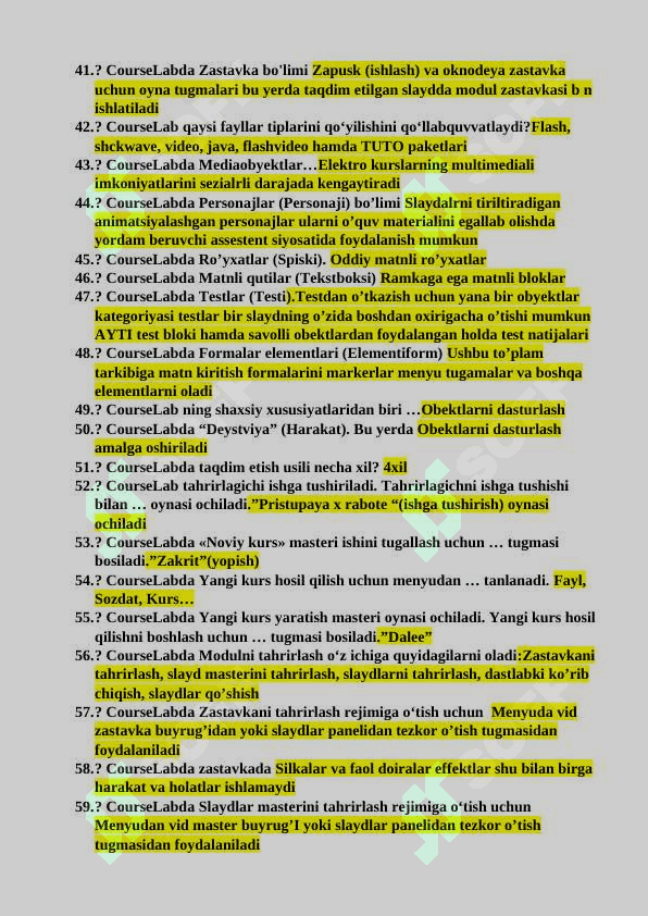 Informatika test savollari va javoblari 3