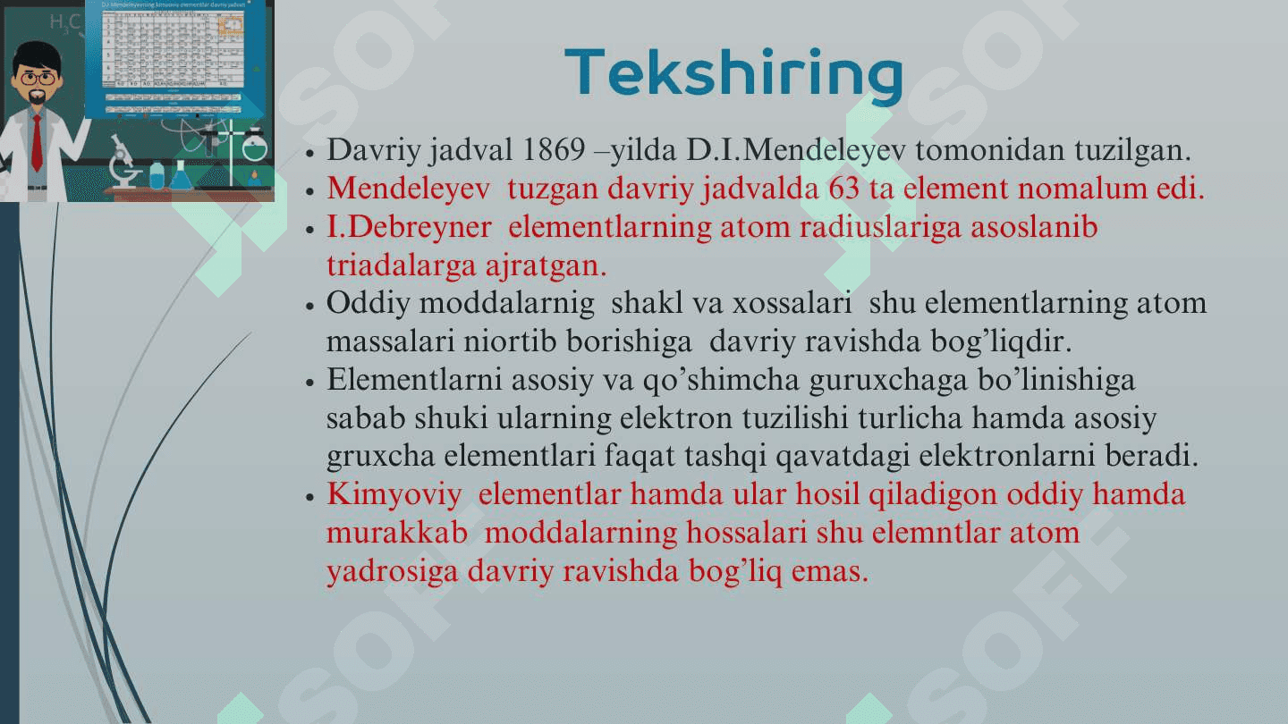 Davriy sistema mavzusini mustahkamlash 4