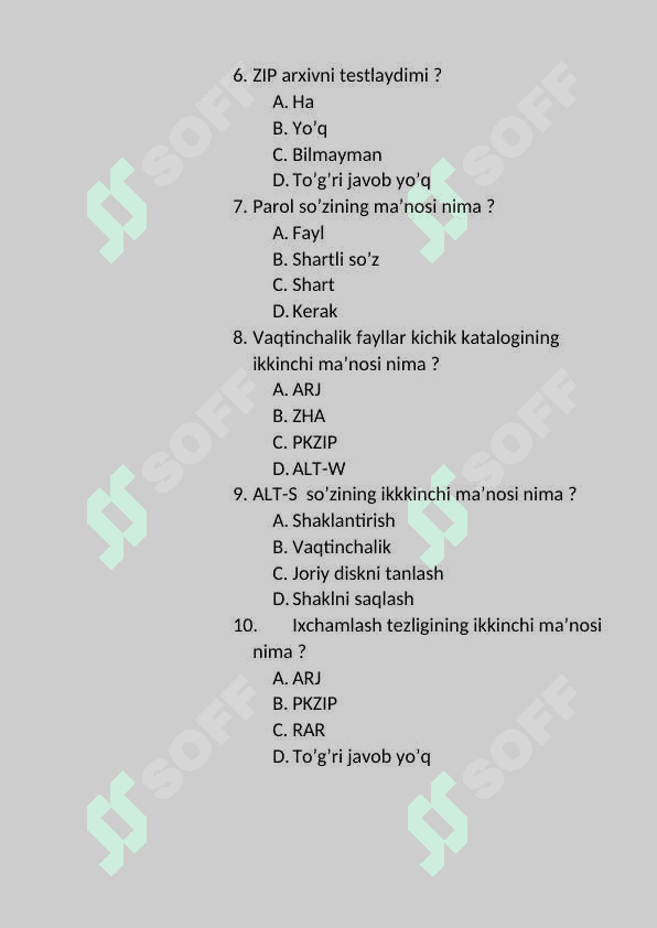 Arxivlashtirish dasturi bilan ishlash . 2