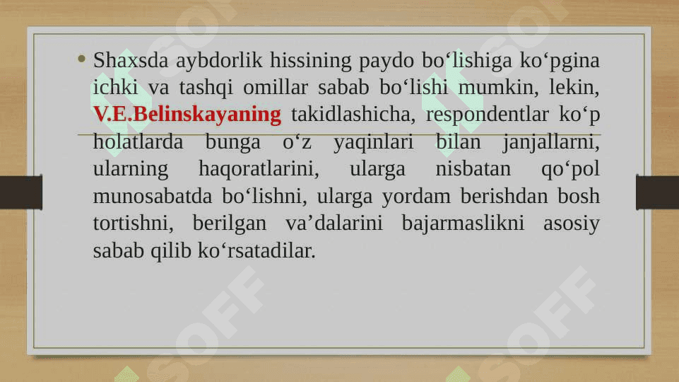 Aybdorlik xissi 4
