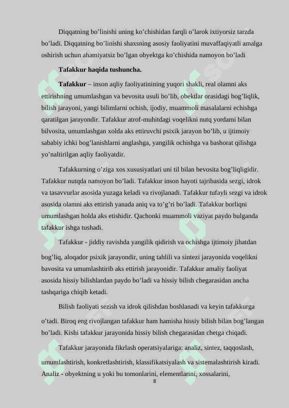 Oʻquvchilarga bilish jarayonlari diagnostikasi 8