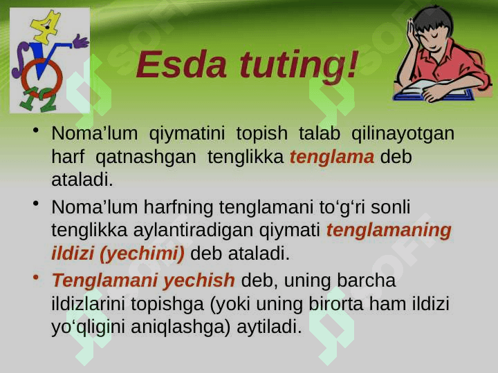 5-sinf matematika Tenglamalar dars ishlanma 7