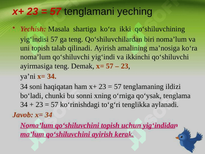 5-sinf matematika Tenglamalar dars ishlanma 8