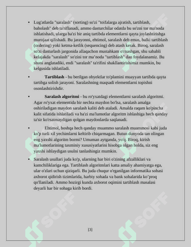 Saralash va qidirish uchun samarali algoritimlar 3