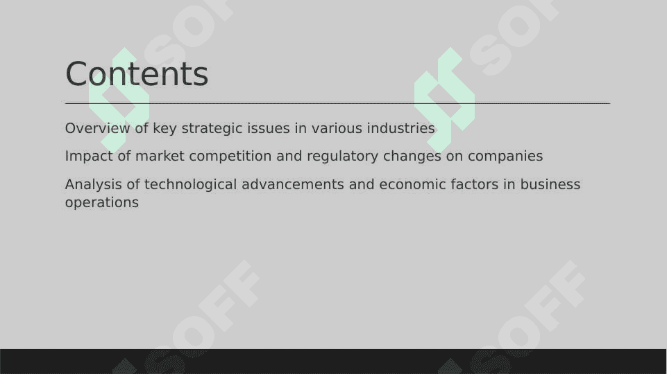Companies and their industries, Key strategic issues. 2