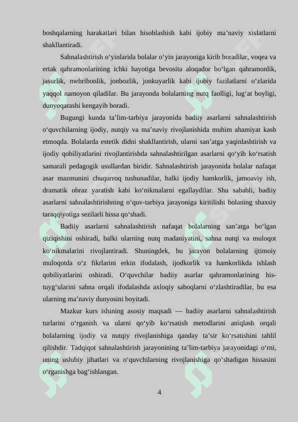 Badiiy asarni sahnalashtirish turlari va uni qo‘yib ko‘rsatish metodlari 4