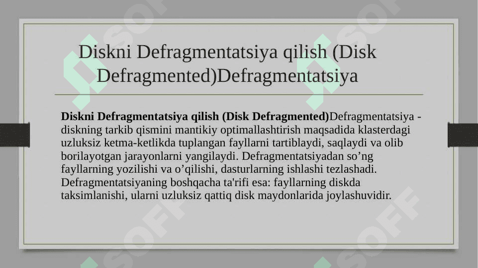 Disklarni defragmentatsiyalash 2