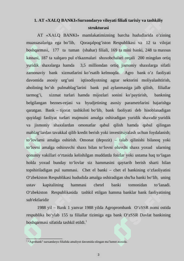 AT «XALQ BANKI» Surxondaryo viloyati filiali 3
