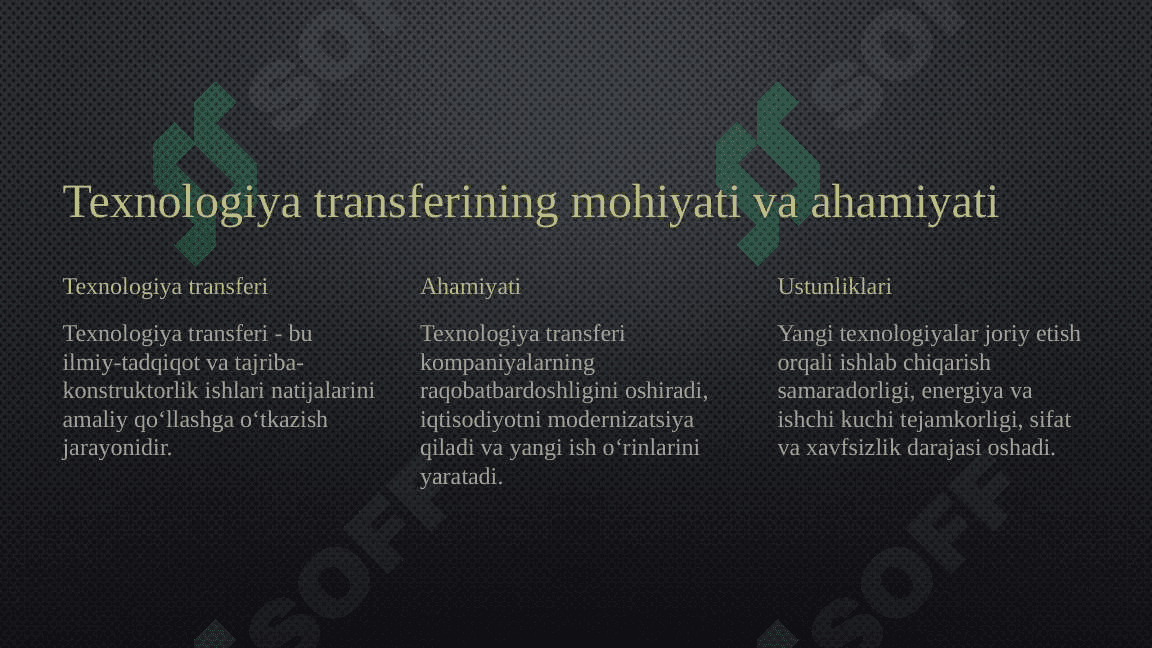 Innovatsiyalarni tijoratlashtirish va texnologiyalar transferi 3