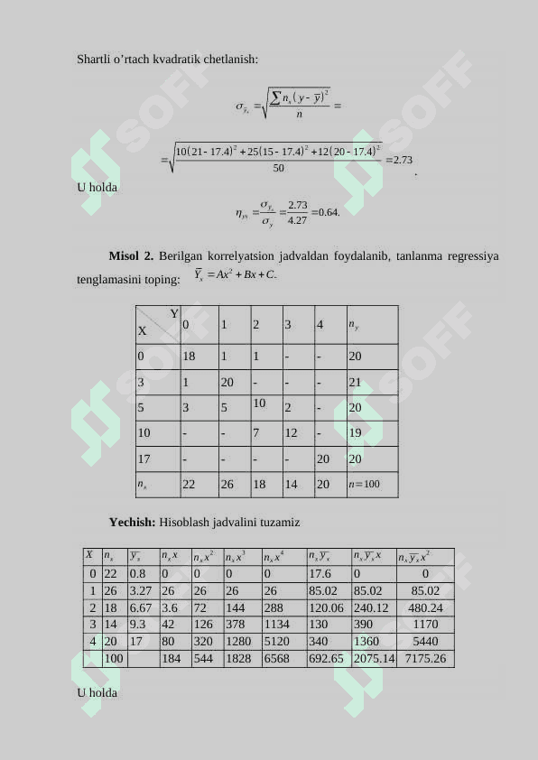 Ko‘p o‘lchovli regressiya uchun eng kichik kvadratlar usuli. 3