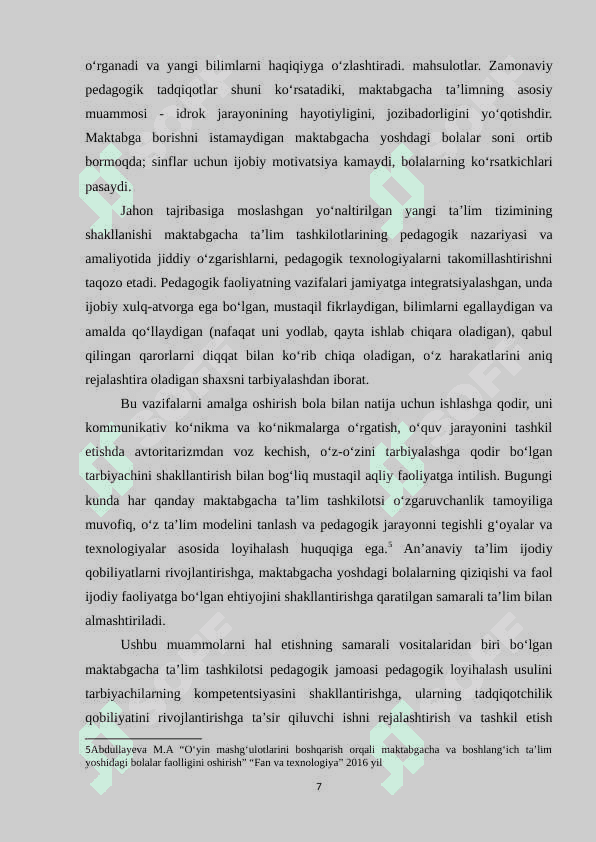 Loyihaviy faoliyat texnologiyasining pedagogikadagi o‘rni 7