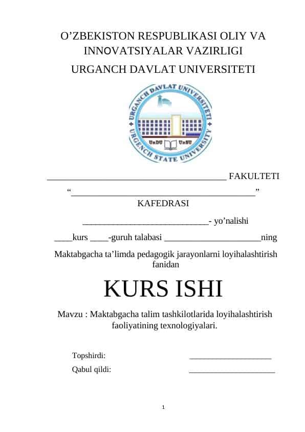 Maktabgacha talim tashkilotlarida loyihalashtirish faoliyatining texnologiyalari.