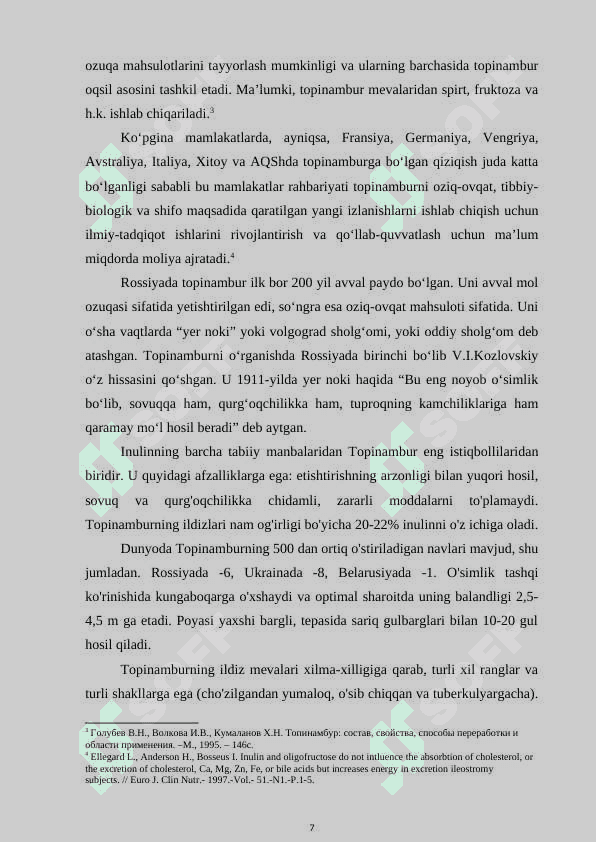 Topinambur (Heillianthus tubeosu-l) tugunagidan alfa, betta, gamma-inulin olish texnologiyasi va xossalarini oʻrganish 7