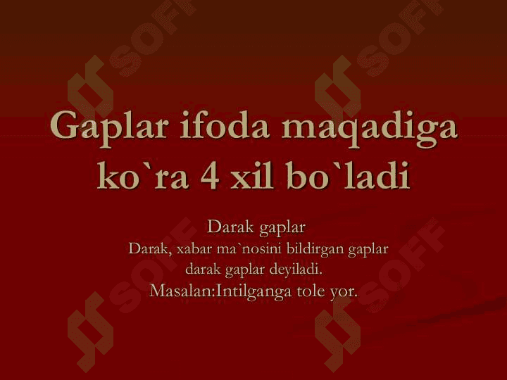 Gapning ifoda maqsadiga kòra turlari 2