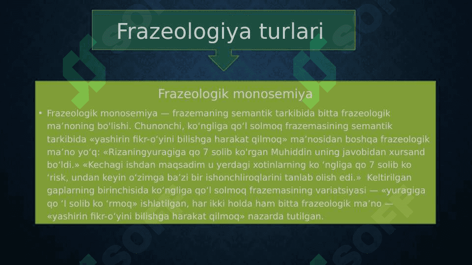 Frazemalarning shakl va ma’no munosabatlariga ko’ra turlari 4