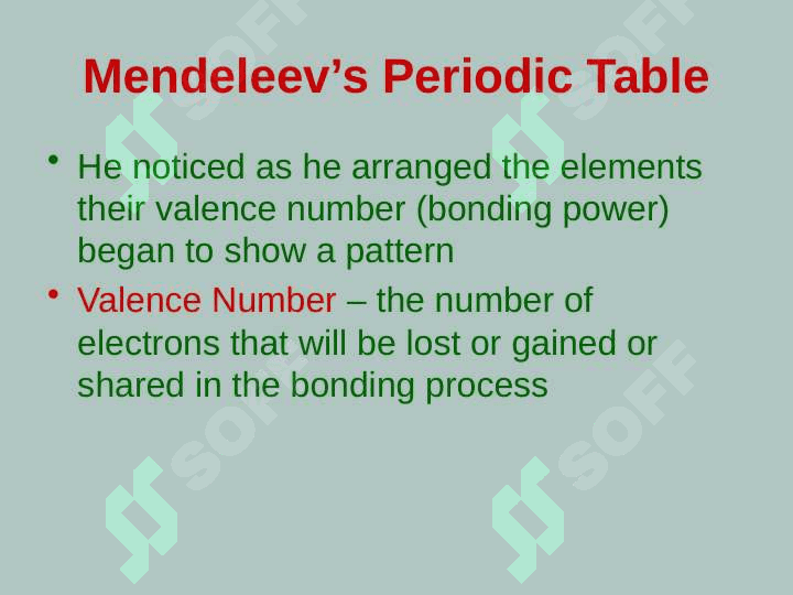 Mendeleev and his Periodic Table 4