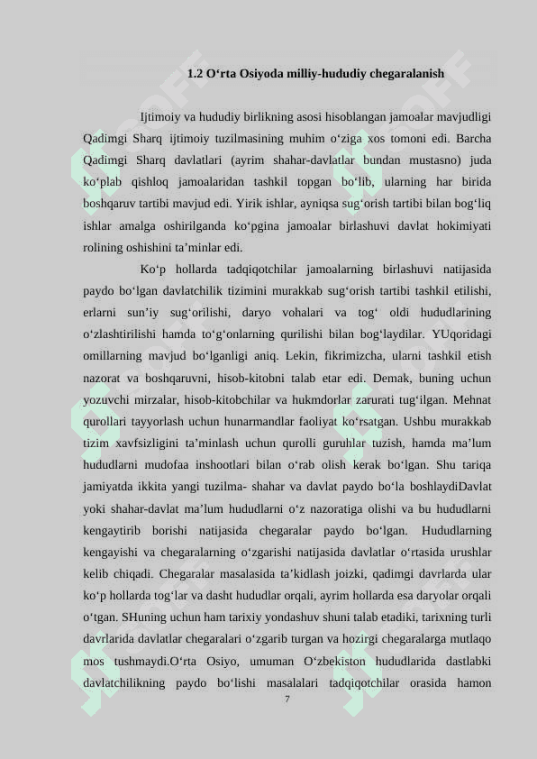 O‘rta Osiyoda milliy hududiy chegaralanishning o‘tkazilishi 7