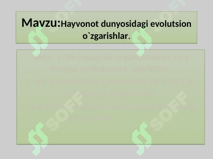 11 sinf biologiya Hayvonot dunyosidagi evolyutsion o’zgarishlar dars ishlanma 3
