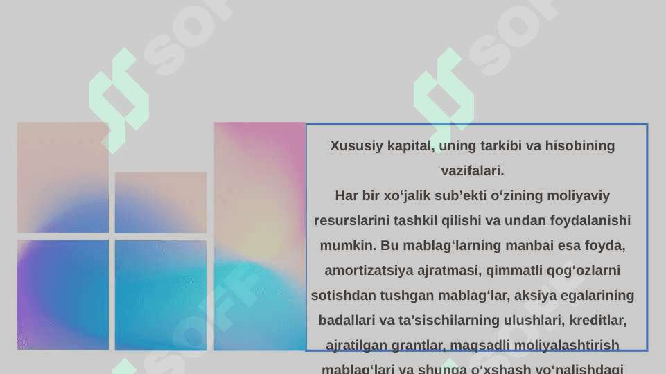 KAPITAL, MAQSADLI TUSHUMLAR VA REZERVLARNING HISOBI 3