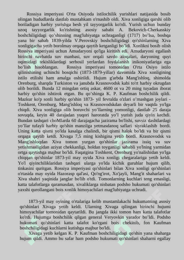 Xiva xonligi ustidan Rossiya imperiyasi protektoratining o‘rnatilishi. 4