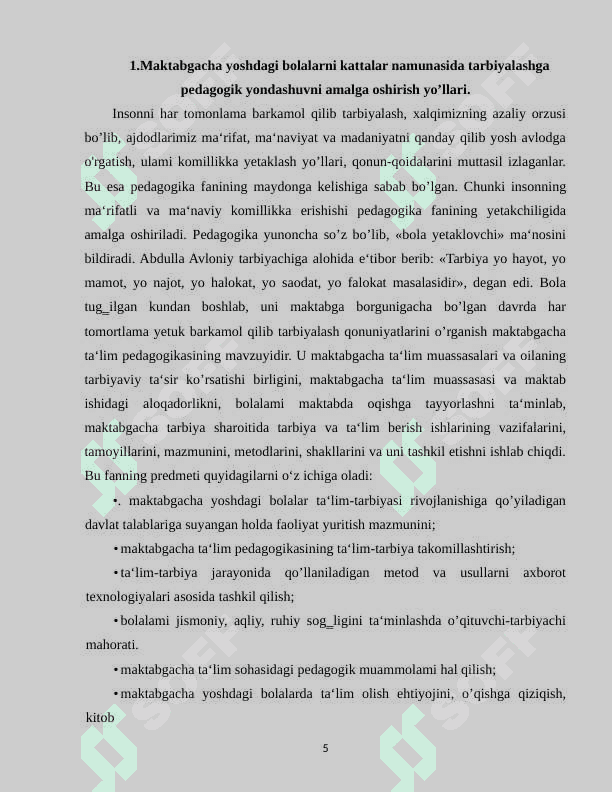 Bolani kattalar namunasida tarbiyalash 5