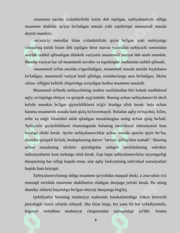 Bolani kattalar namunasida tarbiyalash 8