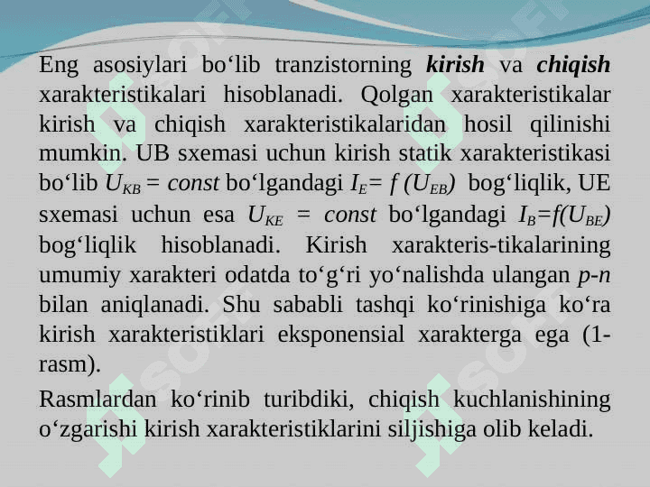 BIPOLYAR TRANZISTORLARNI STATIK XARAKTERISTIKALARI VA  FIZIK PARAMETRLARI 3