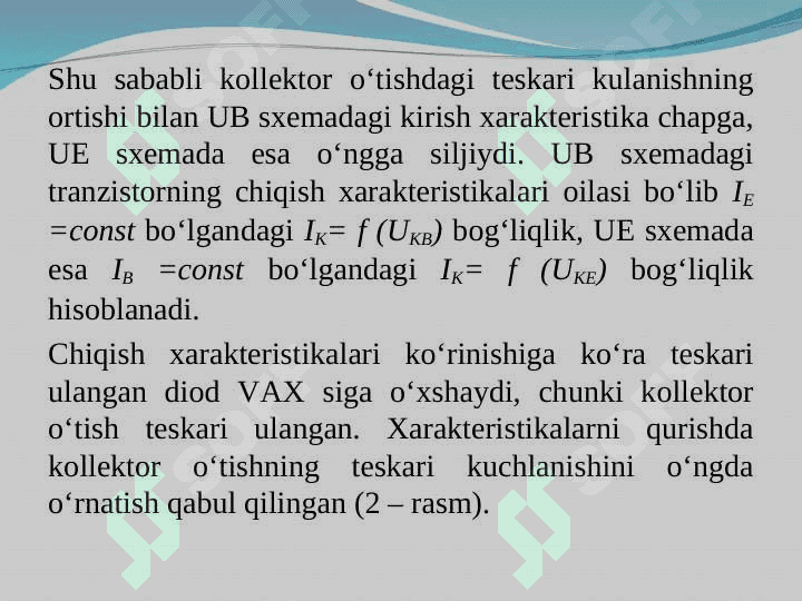 BIPOLYAR TRANZISTORLARNI STATIK XARAKTERISTIKALARI VA  FIZIK PARAMETRLARI 6
