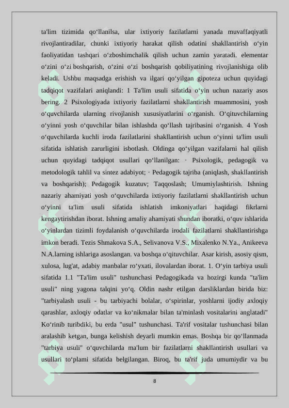 O’yin vositasida fidoyilik tarbiyasi 8