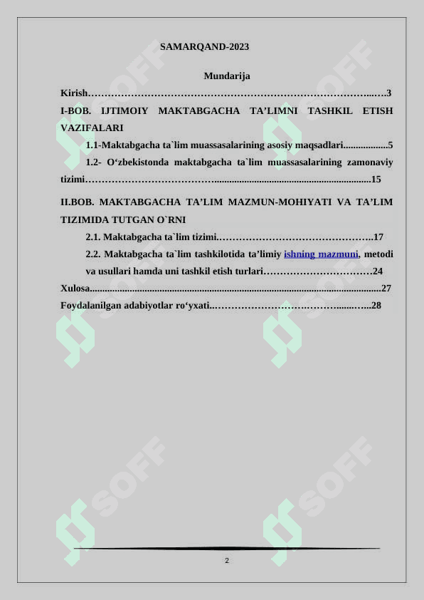 Maktabgacha ta'lim  uzluksiz ta'limning alohida turi sifatida 2