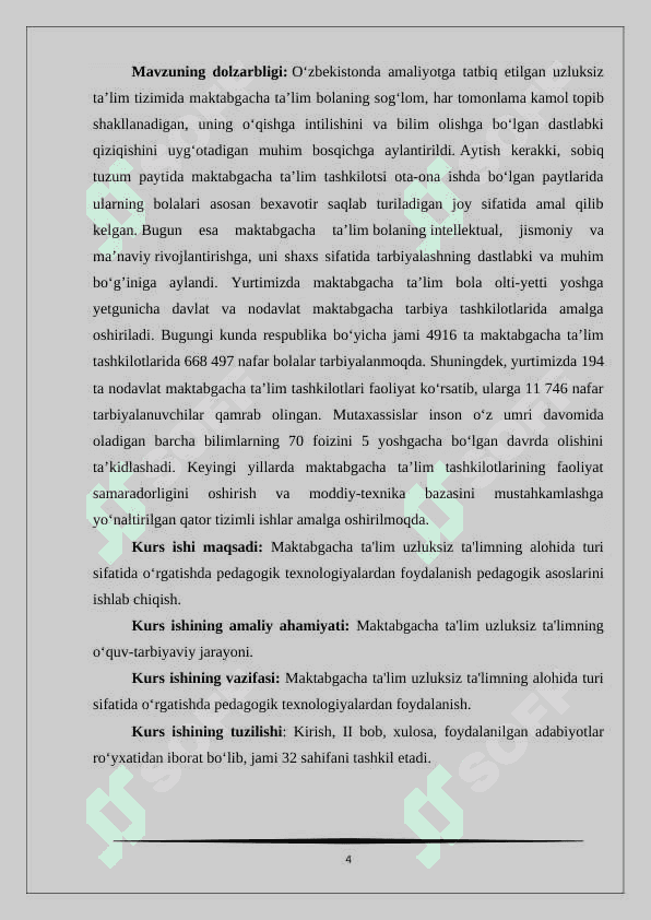 Maktabgacha ta'lim  uzluksiz ta'limning alohida turi sifatida 4