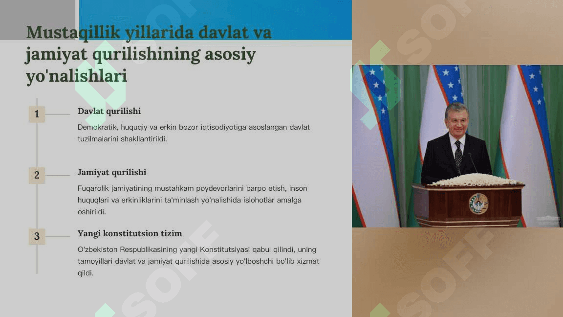 O'zbekistonda demokratik, fuqarolik jamiyati asoslarining shakllanishi. 2