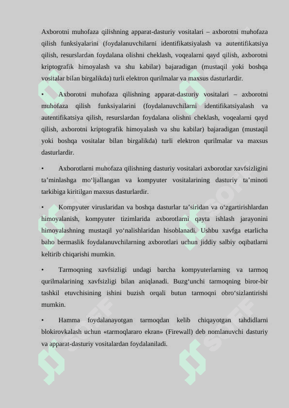 AXBOROTNI FOYDALANUVCHILIGINI TA'MINLASHDA ANTIVIRUS,IDS, IPS, TE VOSITALARINING O'RNI. 2
