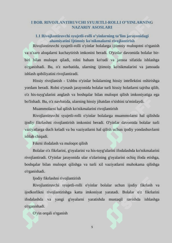 Maktabgacha ta’lim tashkilotlaridagi rivojlantiruvchi 2syujetli-rolli o’yinlar va drammalashtirish markazi faoliyati 5