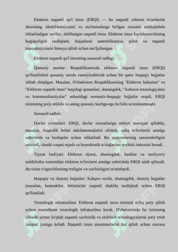 ELEKTRON RAQAMLI QO'L (IMZO) HAMDA UNI RESPUBLIKAMIZDA SAMARODOR TADBIG'I SHAROITI. 2