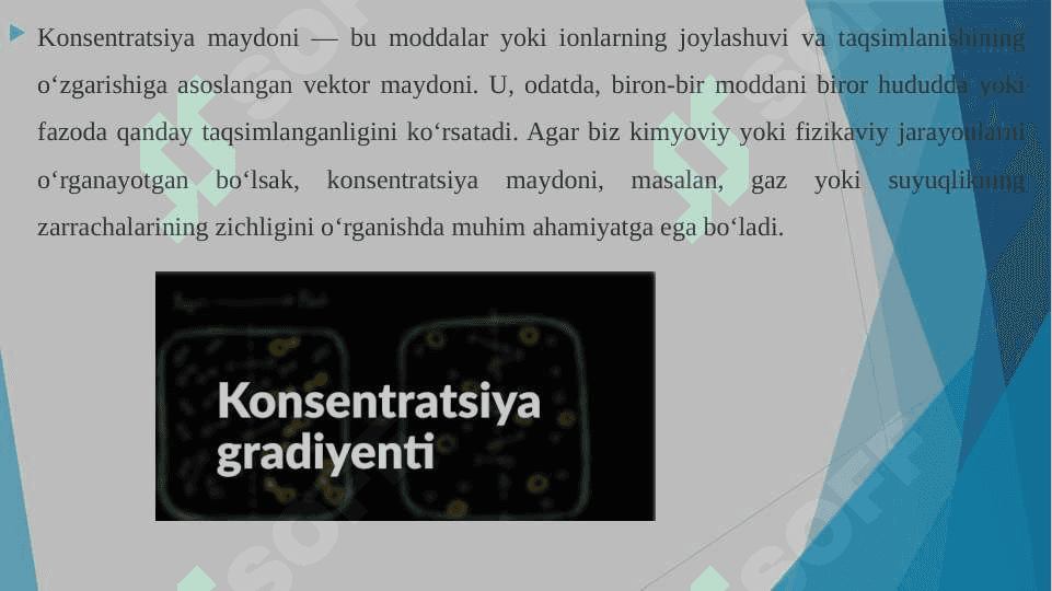 Konsentratsiya maydoni konsentratsiya gradyenti 4