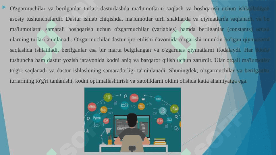 O'zaruvchilar va berilganlar turlari 3