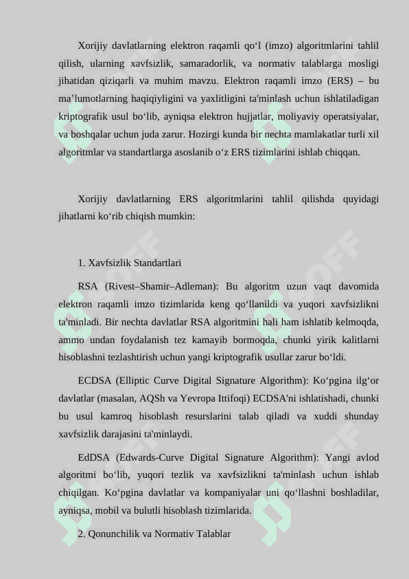 XORIJIY DAVLATLARNING ELEKTRON RAQAMLI QO'L (IMZO) ALGORITMLARI TAHLILI. 2