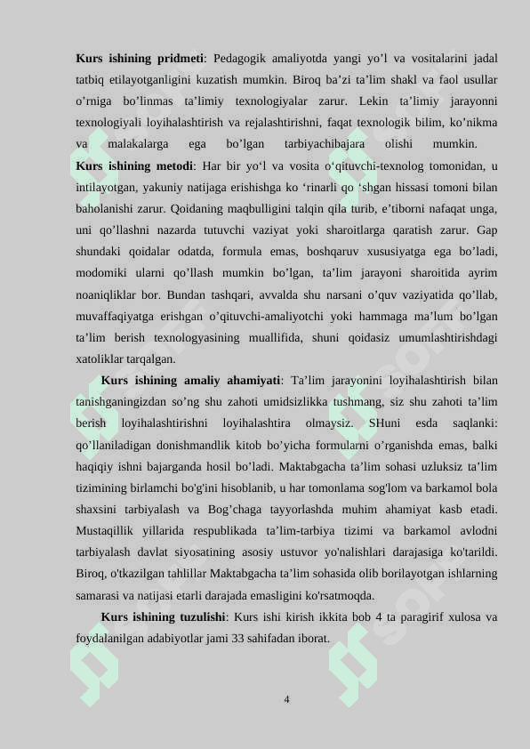 Mavzu: Maktabgacha ta’limni loyihalashtirish fanining predmeti, maqsadi va vazifalari 4