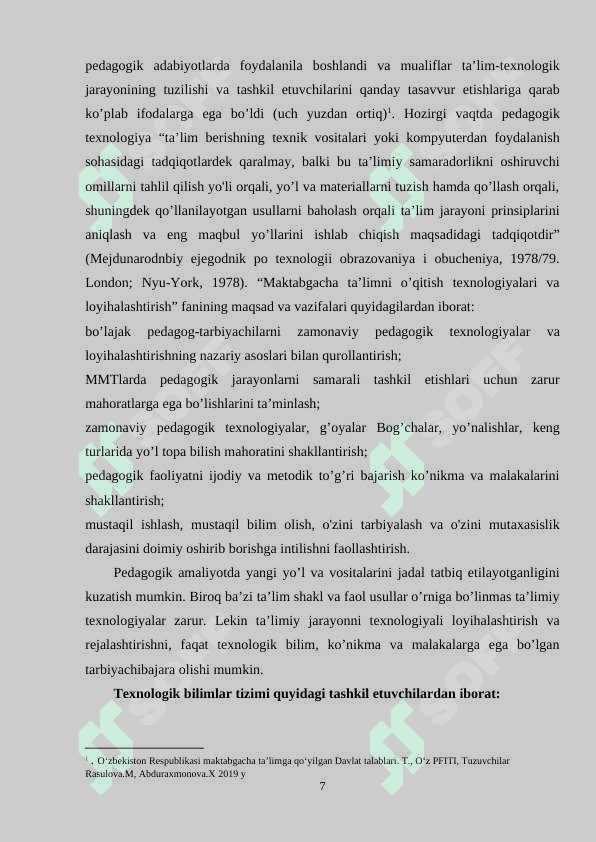 Mavzu: Maktabgacha ta’limni loyihalashtirish fanining predmeti, maqsadi va vazifalari 7
