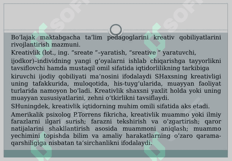 Boʻlajak maktabgacha taʼlim pedagoglarini kreativ qobiliyatlarini rivojlantirish mazmuni 2