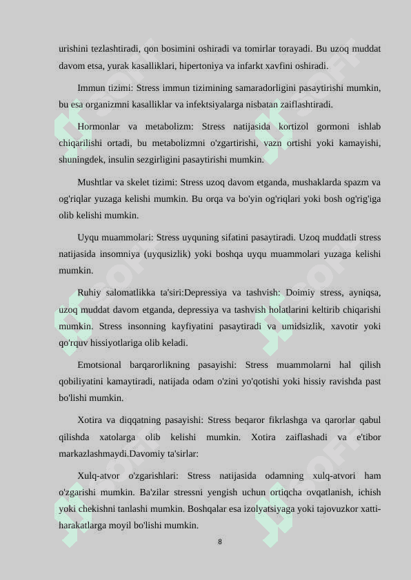 STRESS PROFILAKTIKASI VA UNI BARTARAF ETISH YO'LLARI 8