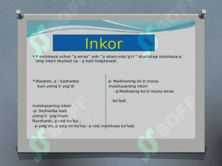 Mulohazalar algebrasi formulalarining tatbiqlari. Rele-kontakt sxemalar 2