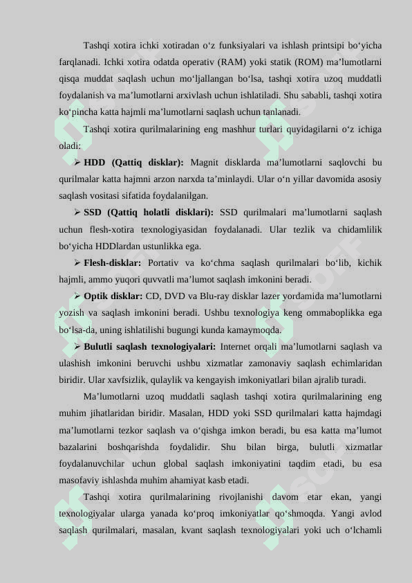 Tashqi xotira xarakteristikalari 5